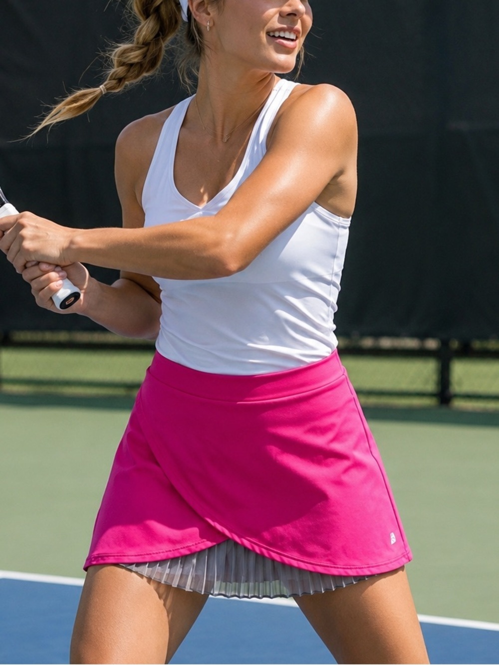 Pure Lime hot pink/gray pleated tennis skort- Size Medium